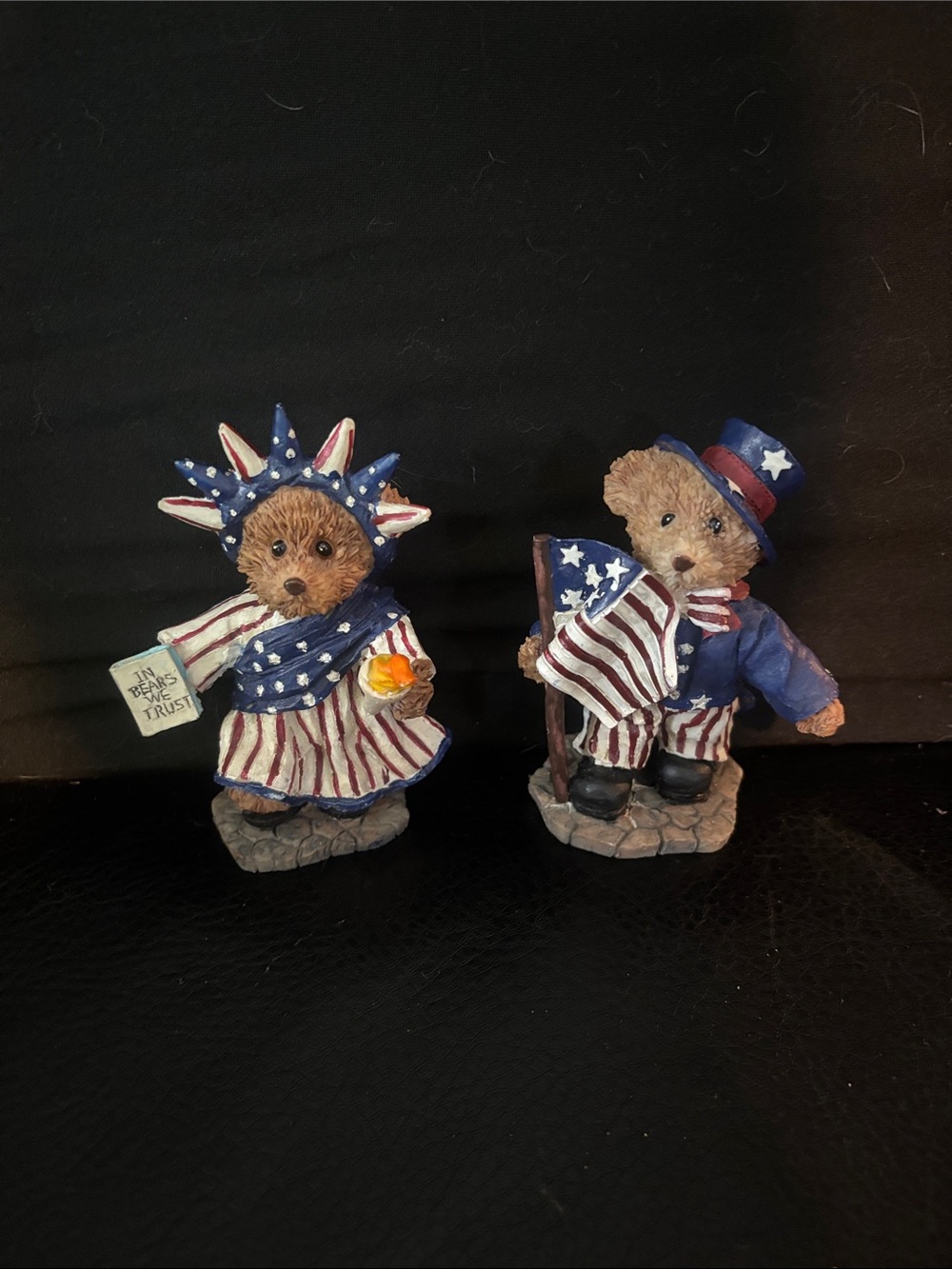 Patriotic Teddy Bear Statue Set -